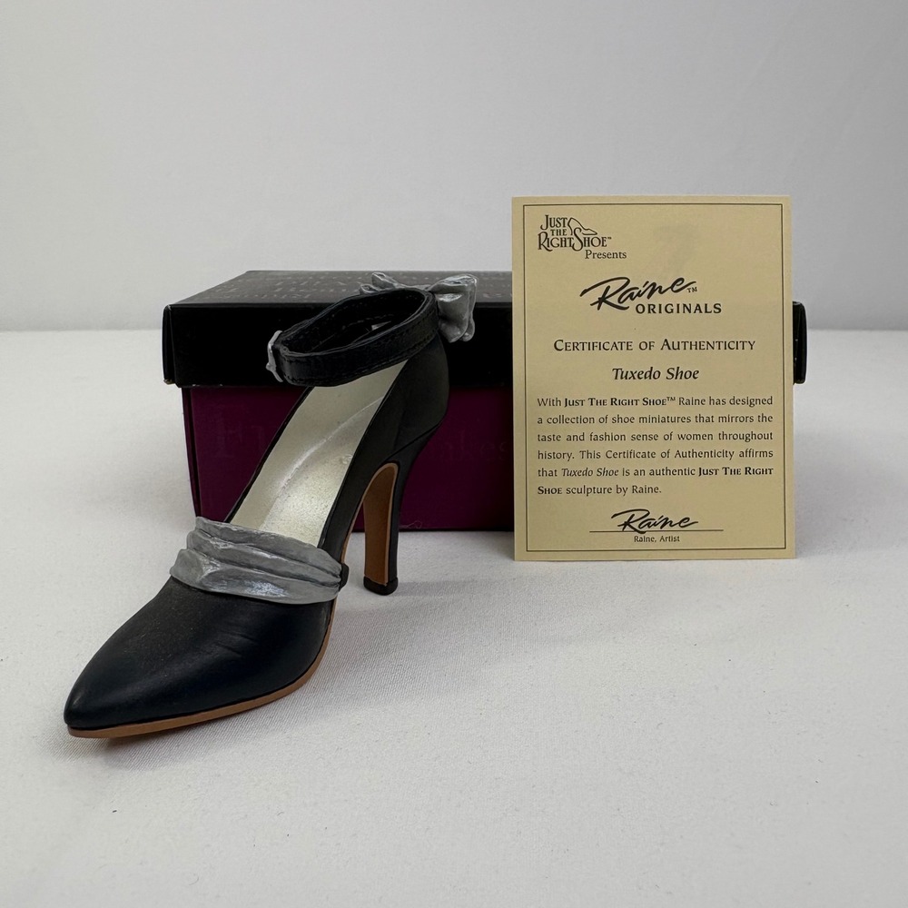 Vintage Just The Right Shoe By Raine Tuxedo Shoe 25071 1999 COA Box